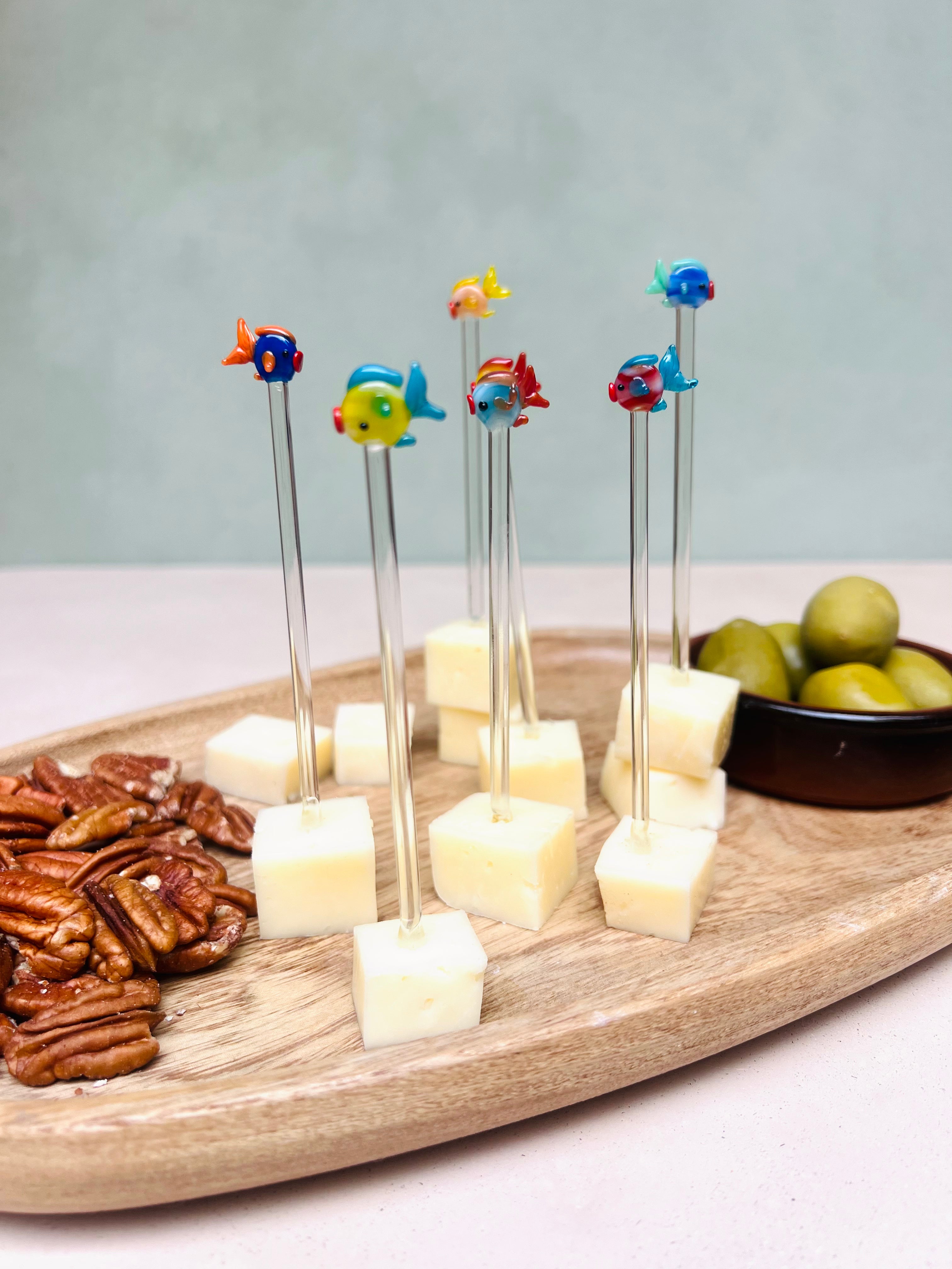 Handblown glass appetizer picks
